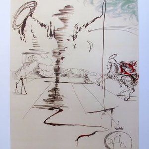 Salvador Dali CHEVALIER Lithograph Art Print w/ COA & Gift Poster Urban Renewal